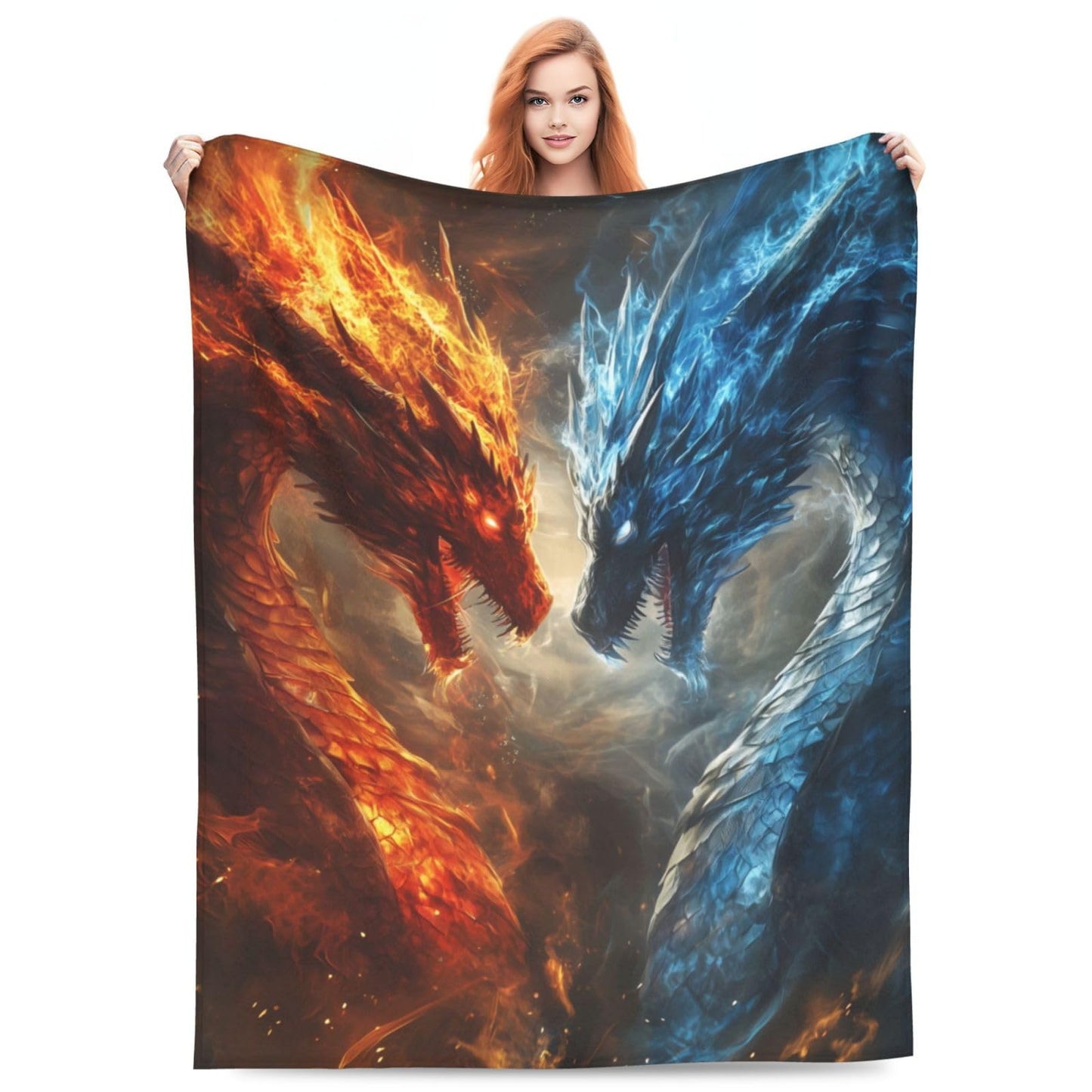 Dragon Blanket Gifts for Adults Girls Lightweight Soft Fairy Dragon Flannel Throw Blankets Cozy for Living Room Sofa Couch Bed Room All Season Decor 50x60in