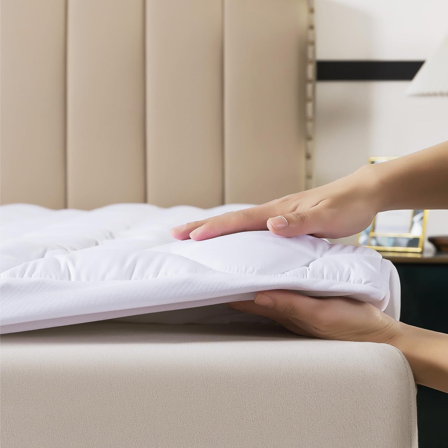 WhatsBedding Full Mattress Pad,Fitted Full Mattress Protector Soft with Deep Pocket 6"-18",Depth Breathable,Mattress Cover
