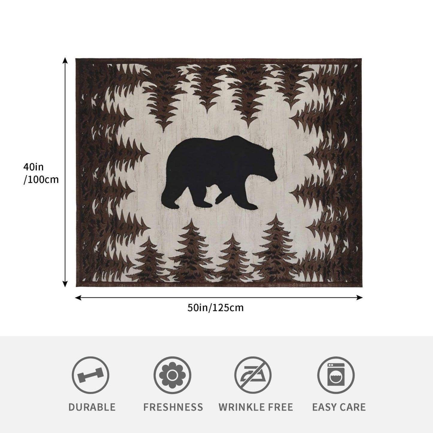 Jfniub Bear and Pines Blanket Throw Bedding Room Decor Flannel Blankets for Bedroom Living Rooms Warm All Season 50"X40"