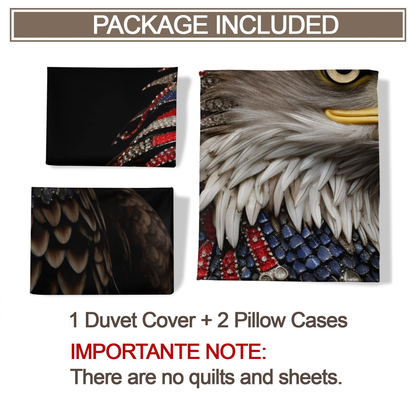 PAISUOQ Bald Eagle Duvet Cover Queen Size - American Eagle Home Decor & Gifts, 3 Piece Back to School Dorm Bedding, Easy Care Microfiber Comforter Cover & Pillowcases, Western Animals