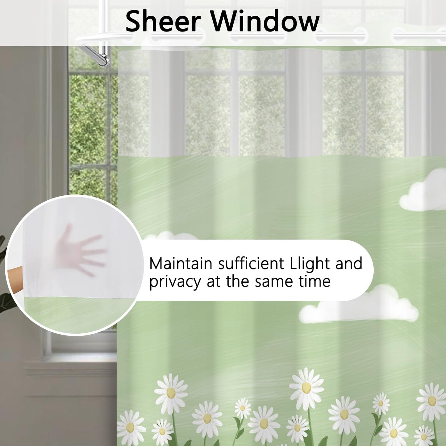 Xiazhilaio No Hook Shower Curtain with Snap in Liner 71 x 74 Inch