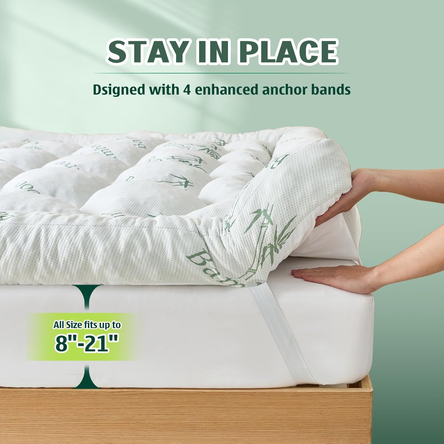 5 Inch Memory Foam Mattress Topper Full Size, Breathable Viscose Made from Bamboo Pillow Top Mattress Pad Cover, Soft Bed Topper with 2000 GSM Foam Filling for Pain Relief, White, 54x75x5 in