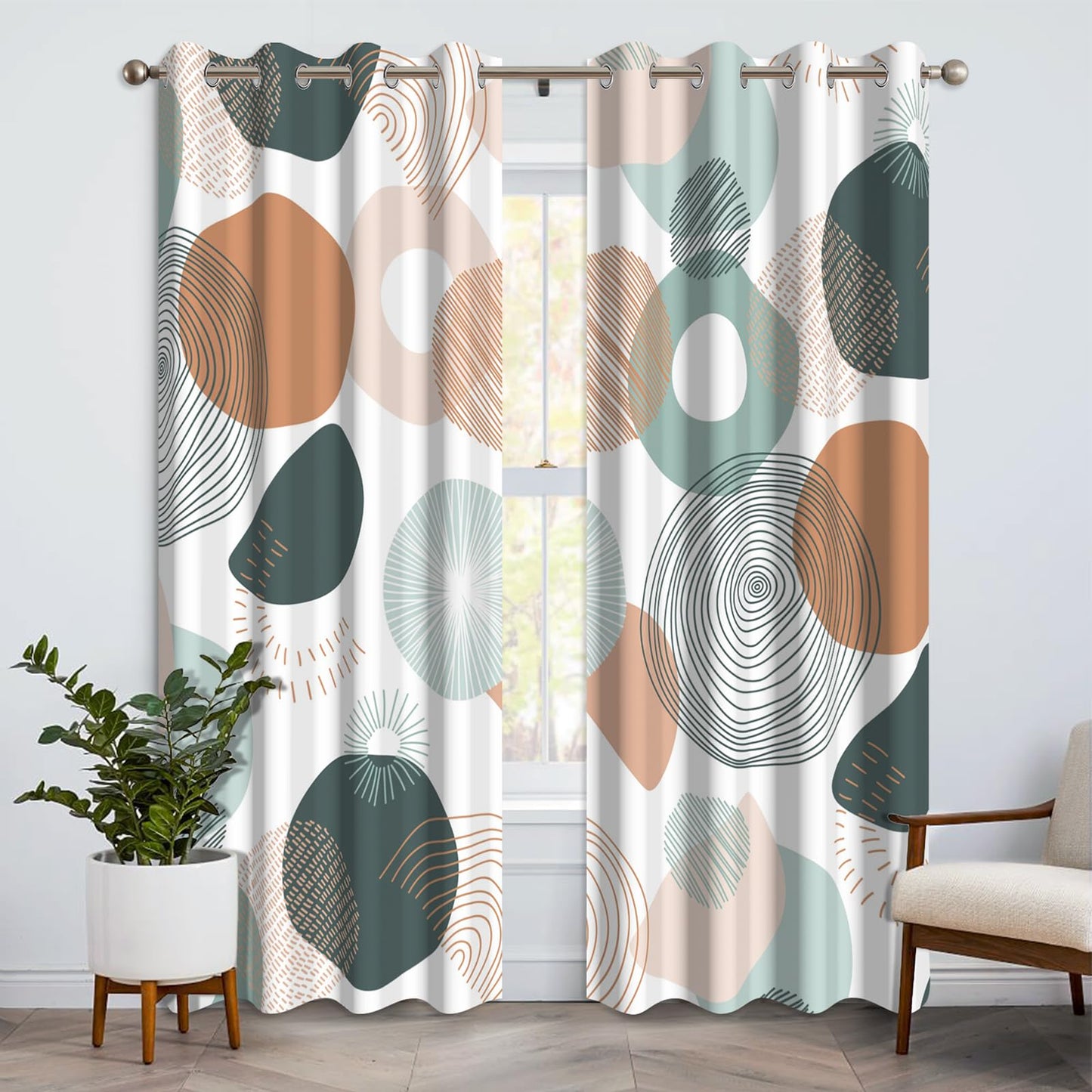 NAEMBCU Boho Geometric Blackout Curtains for Bedroom 52Wx84L