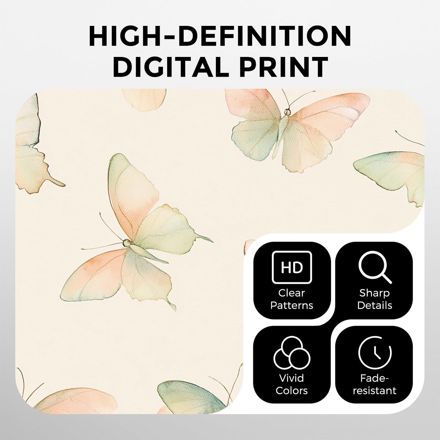 Dreamy Butterfly Curtains for Living Room, Thermal Insulated Pastel Butterfly Blackout Curtains 63 Inches Long, Grommet Drapes Window, Girls Insect Bedroom Decor, 2 Panels H2d-63