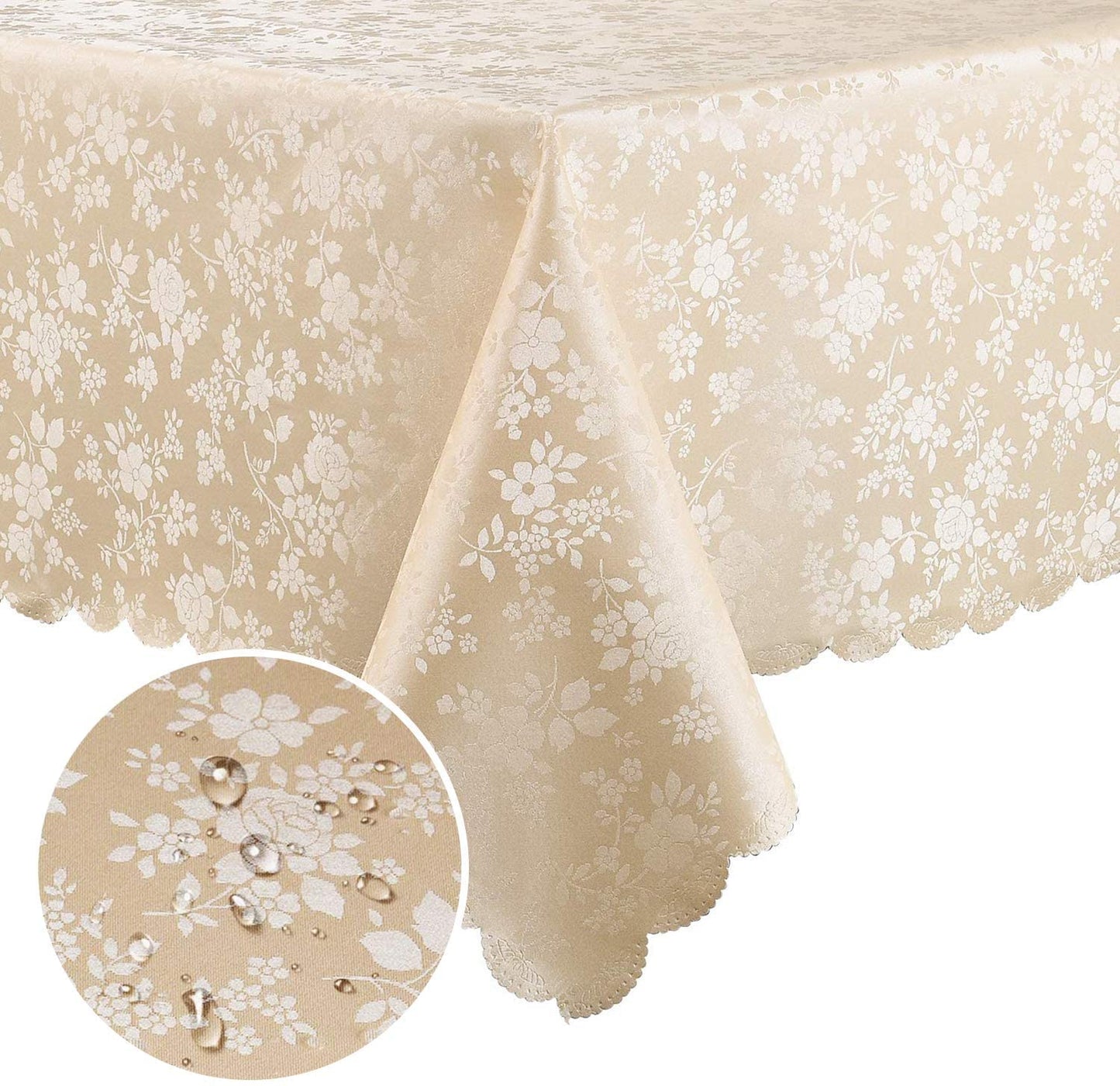 Smiry Rectangle Table Cloth, Waterproof Heavy Duty Vinyl Tablecloths, Wipeable Washable Table Cover for Kitchen and Dining Room (Beige, 70" X 90")