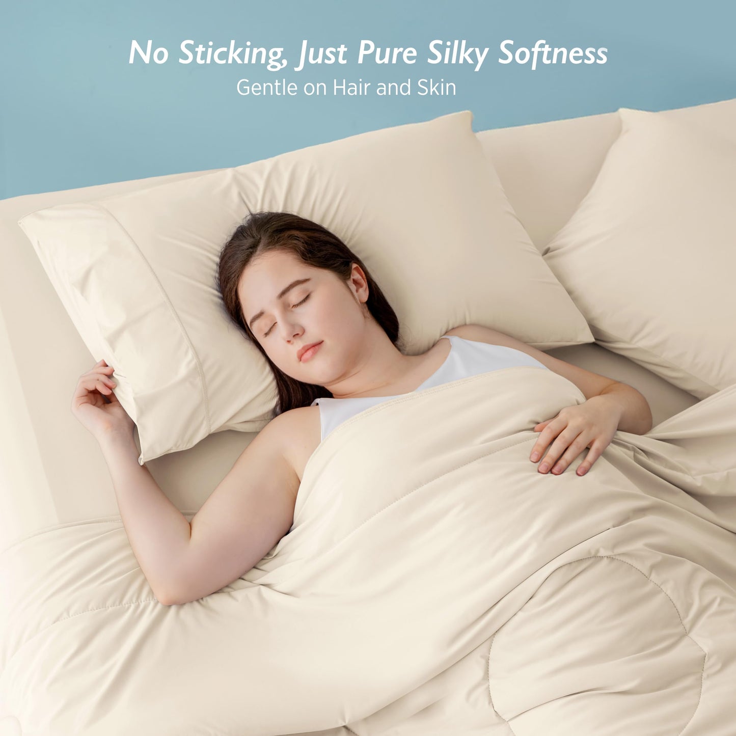 Breescape Cooling Pillow Cases King Size Set of 2, BlendTek™ Cooling Technology for Hot Sleepers & Night Sweats, Silky Soft Cool Pillowcases for Hair & Skin Care, 20" x 36", Ivory