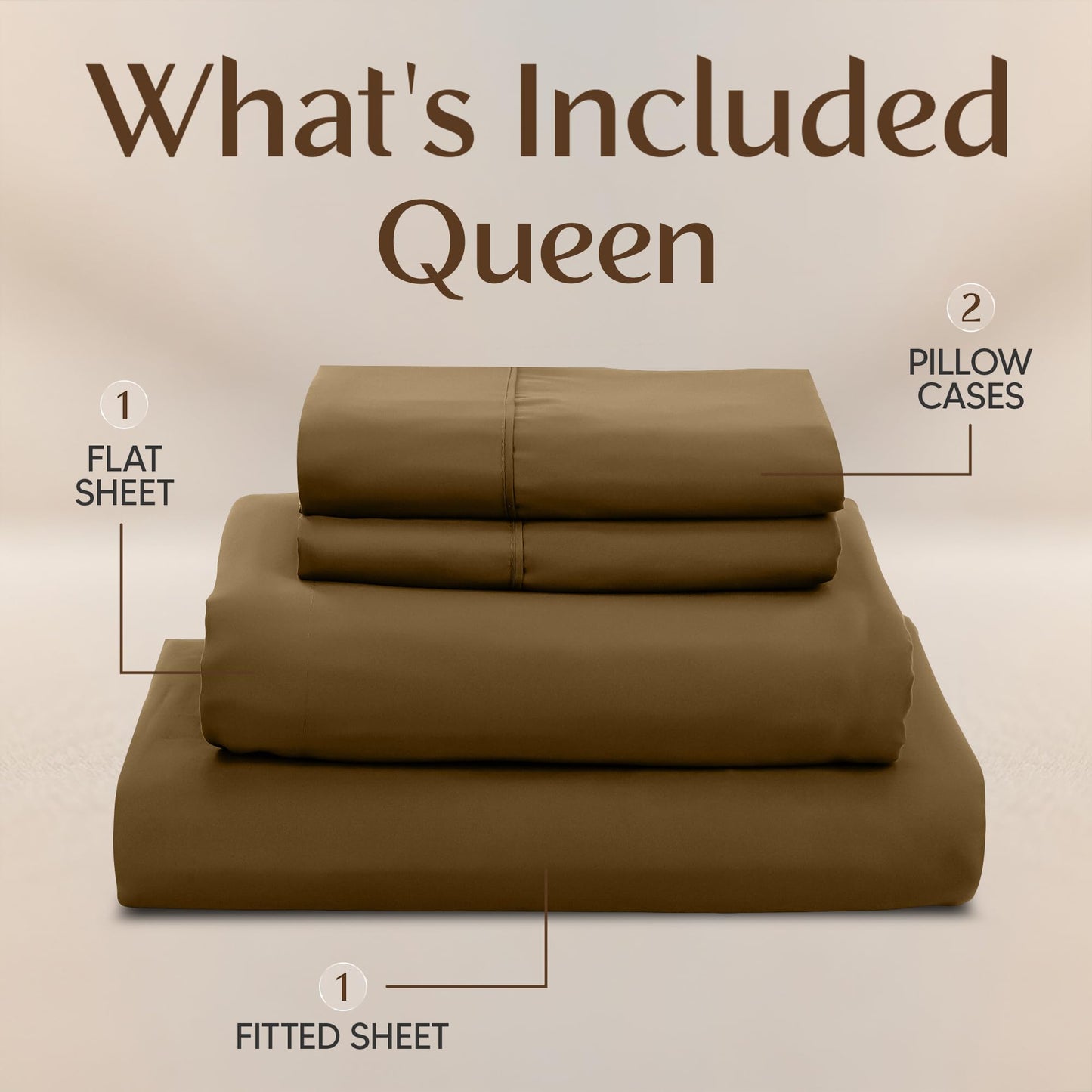 Utopia Bedding Queen Size Sheet Set – 4 Piece Bed Sheets, Soft and Breathable Microfiber, Includes 1 Fitted Sheet, 1 Flat Sheet and 2 Pillowcases – Oeko Tex (Mocha)