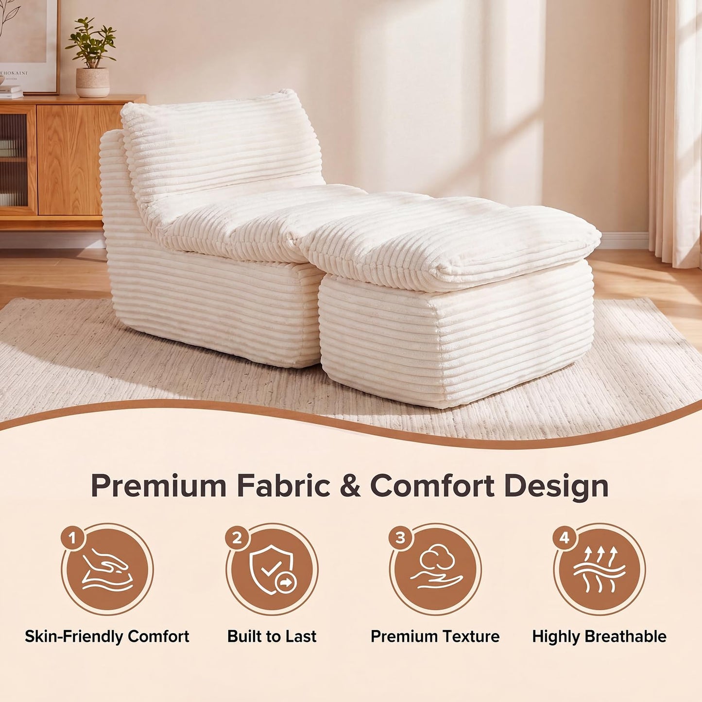 CHAIRKER Boneless Chaise Lounge Chair with Ottoman