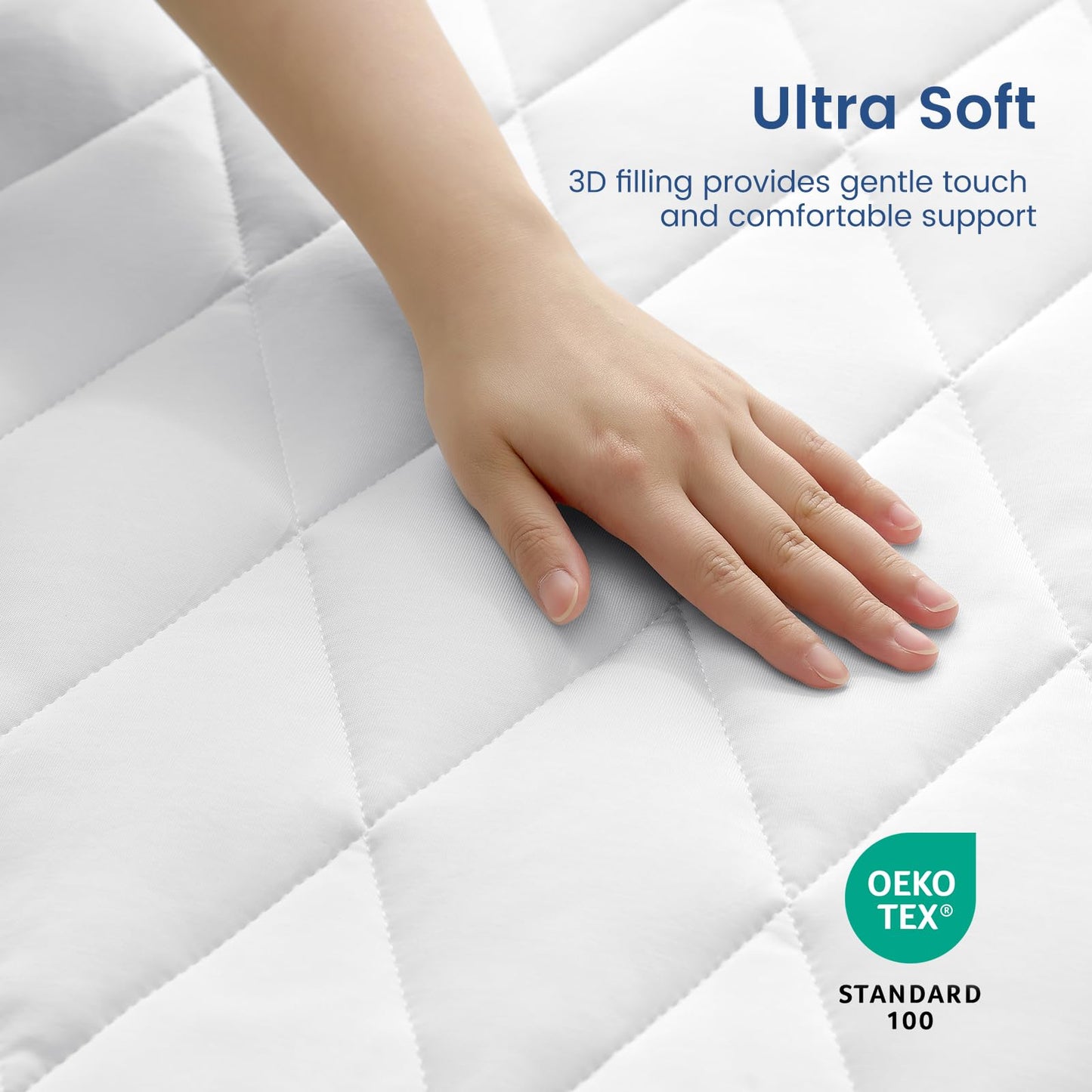 Cozy Bliss Leakproof Cooling Mattress Protector Full, Q-Max 0.45 Soft Noiseless Breathable Mattress Topper Cover, with Deep Pocket Fits 8–18 Inches for Summer Bed Hot Sleepers, White