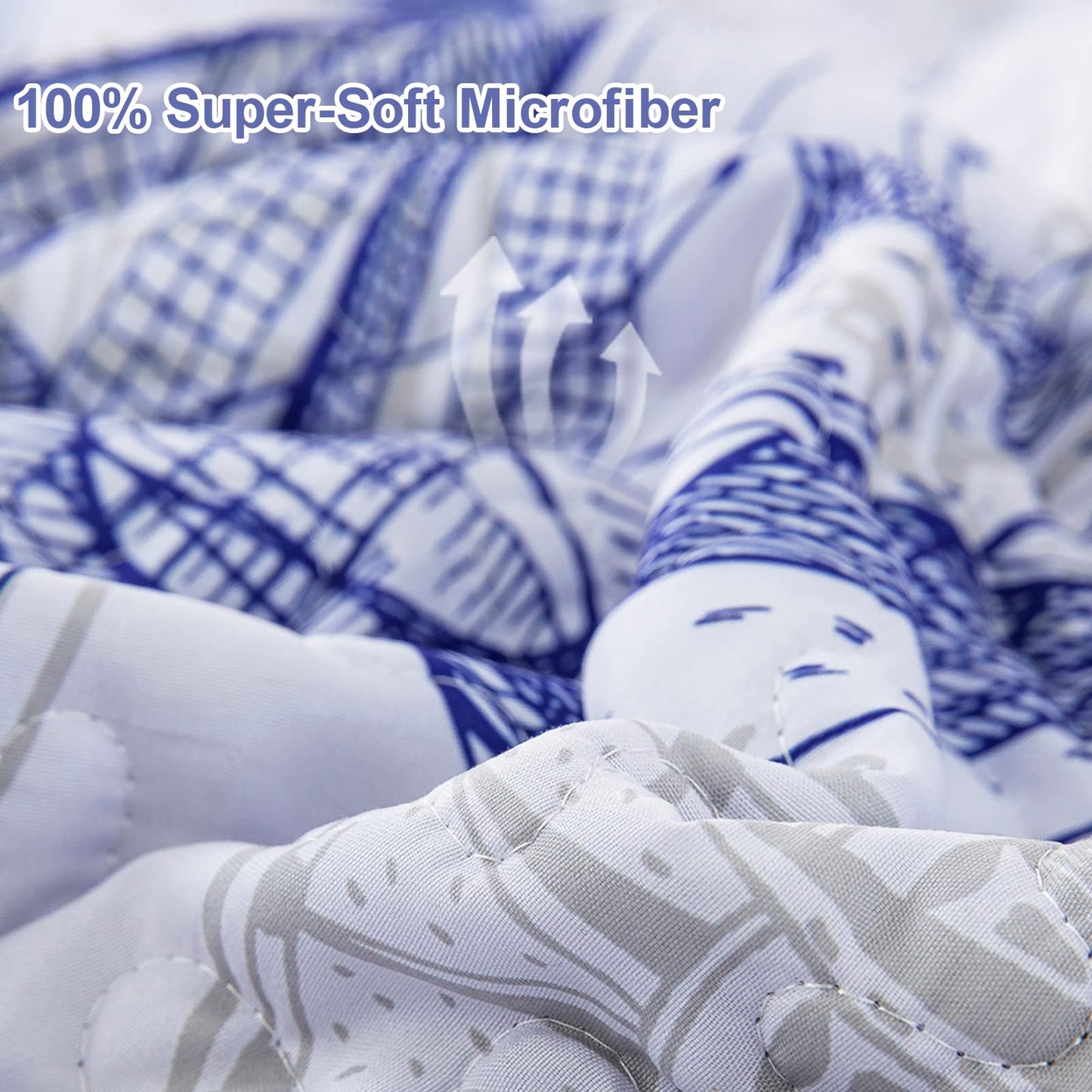 DJY Blue Quilt Set King Nautical Beach Quilt Coverlet Set Coastal Seahorse Bedspread with 2 Pillow Shams Lightweight Coastal Bedding Quilt Set for Adults Teens Kids (3 Pieces, 90"x104")