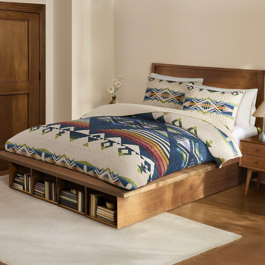 Pendleton Quilt Set – 100% Cotton 3 Piece Quilt Set with Shams, Soft Lightweight Bedding for Queen/King Size Bed, Tan Comforter Alternative, King/Queen Bedding Set (Creekside) (King)