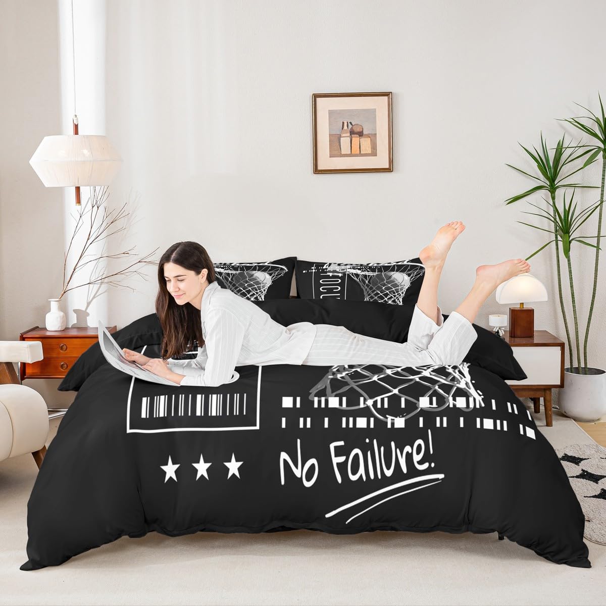 Erosebridal Passionate Basketball Sports Comforter Cover Goal from Hoop Duvet Cover for Boys Kids Teens Men with Motivated No Failure Quote Bedding Set Queen Size Soft Microfiber Room Decoration