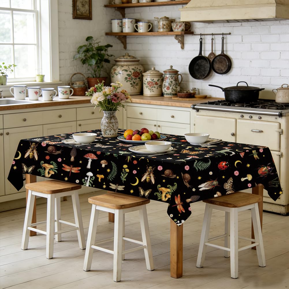 ANATTASOUL Butterflies and Moths Rectangle Table Cloth Waterproof 6ft Fall Tablecloth, 84"x60" Stain Resistant and Wrinkle Free Table Cover for Dining Party Buffet Camping Wedding