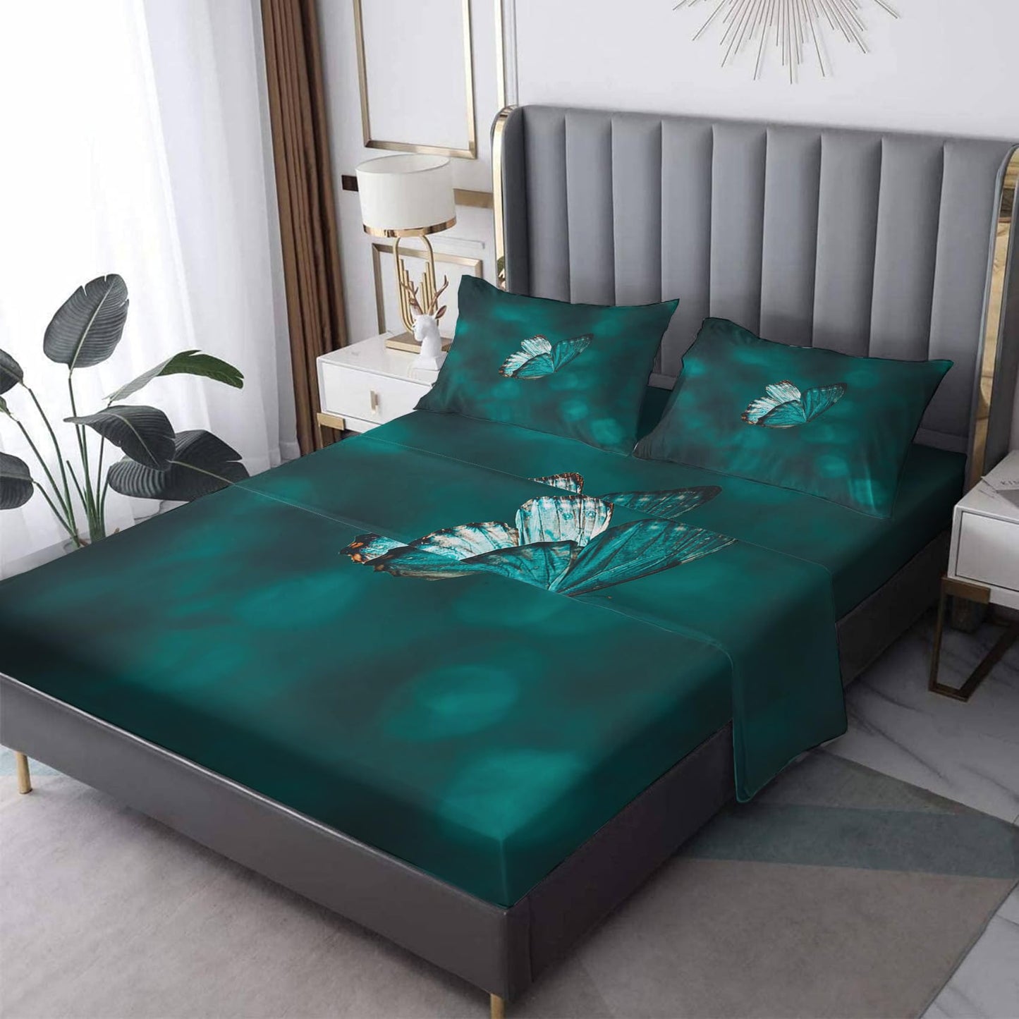 THYUNQ Butterfly Sheets Full Size Bed, 3D Animal Pattern Bedding Sheets & Pillowcases - 16 Inch Deep Pocket, Super Soft Microfiber Printed Sheet Set 4 Piece