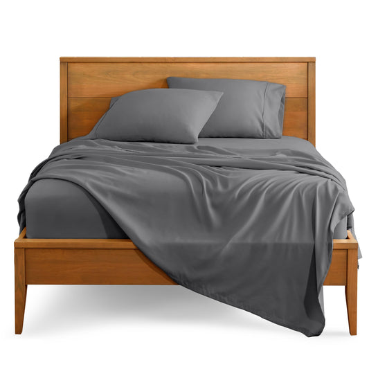 Bare Home Queen Sheet Set - 1800 Ultra-Soft Microfiber Queen Bed Sheets - Double Brushed - Deep Pockets - Easy Fit - 4 Piece Set - Bedding Sheets & Pillowcases (Queen, Grey)
