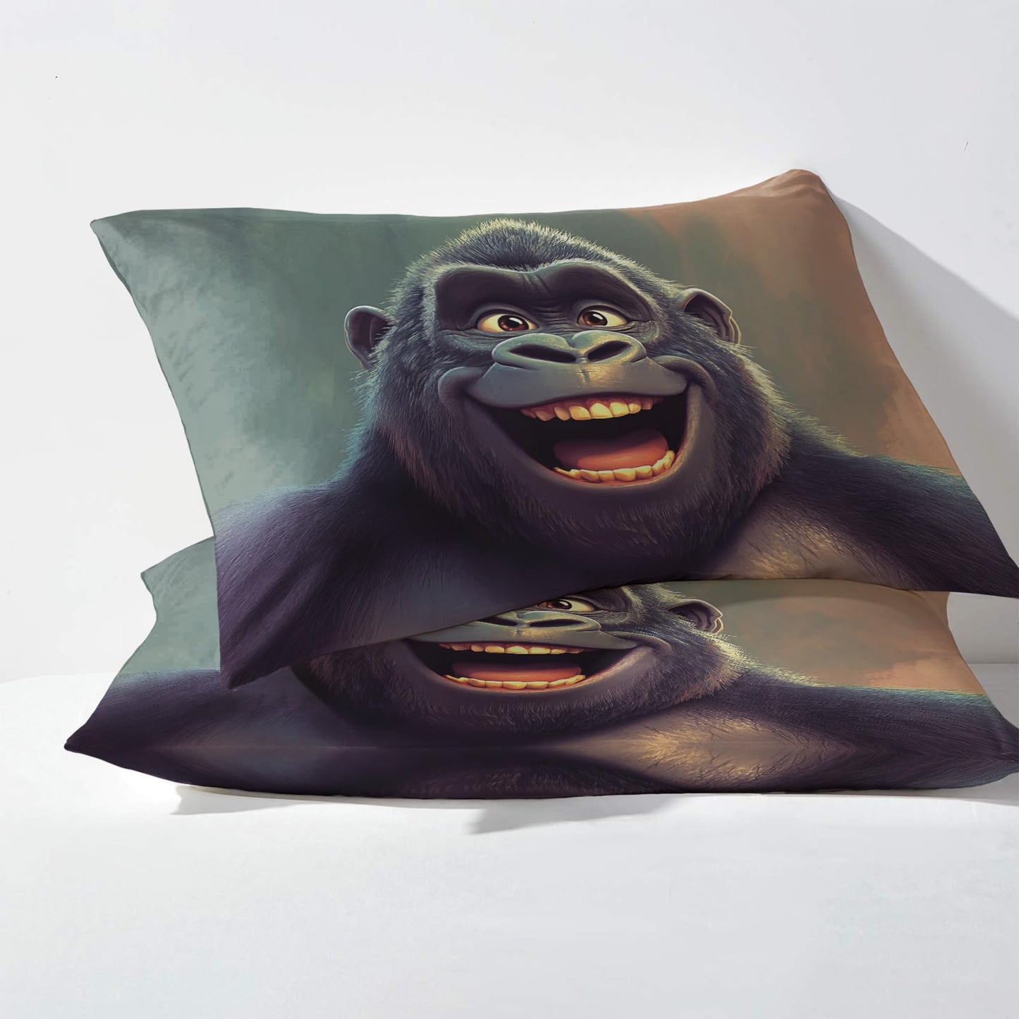 NOGAWA Gorilla Sheets Twin XL, Chimpanzee Bed Sheets, Fun Wild Animal Bedding Sheets, Soft Microfiber Deep Pocket Fitted Sheet & Flat Sheet & Pillowcase