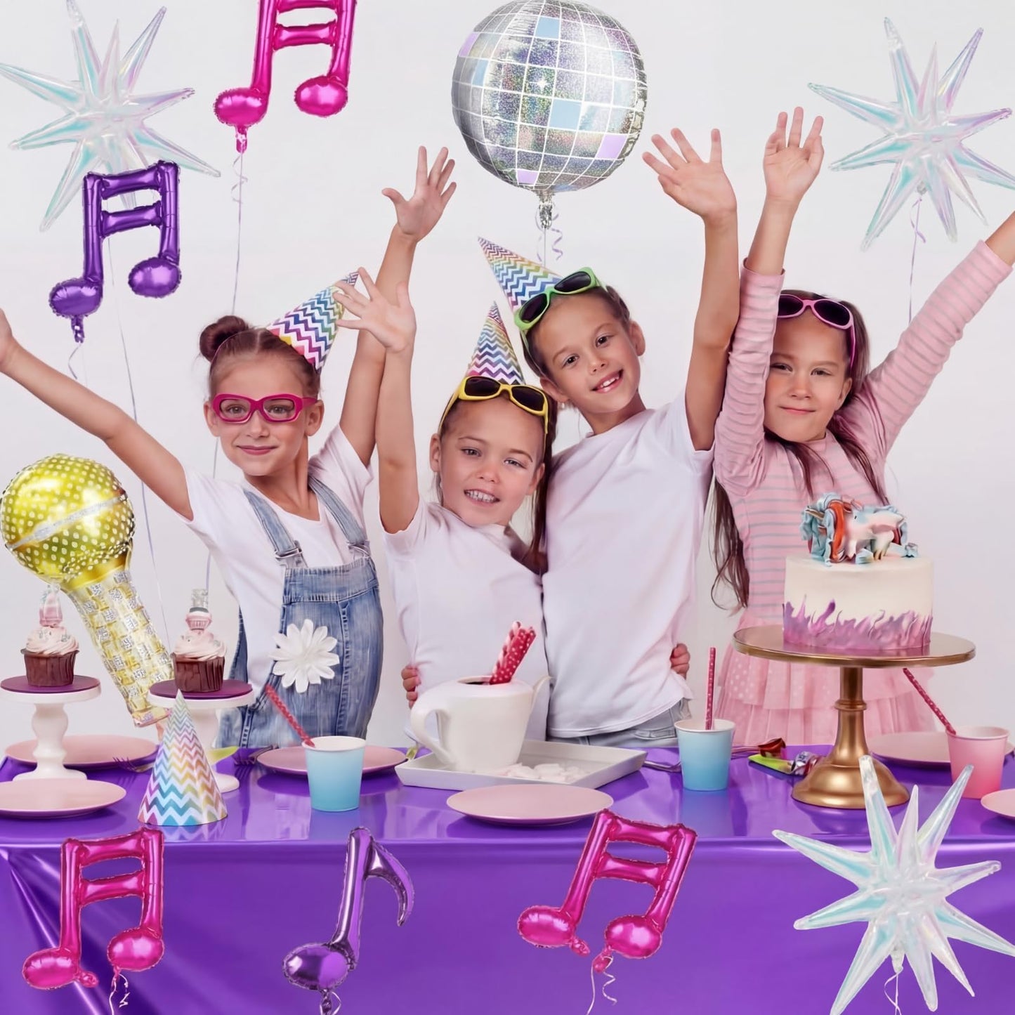 Tiamon 3 Pack K Pop Style Tablecloth 108 x 54 Inch Plastic Disposable Iridescent Korean Tablecloth Purple Pink Kpop-Style Table Cover for Girls Birthday Decorations 80s 90s Music Party Supplies