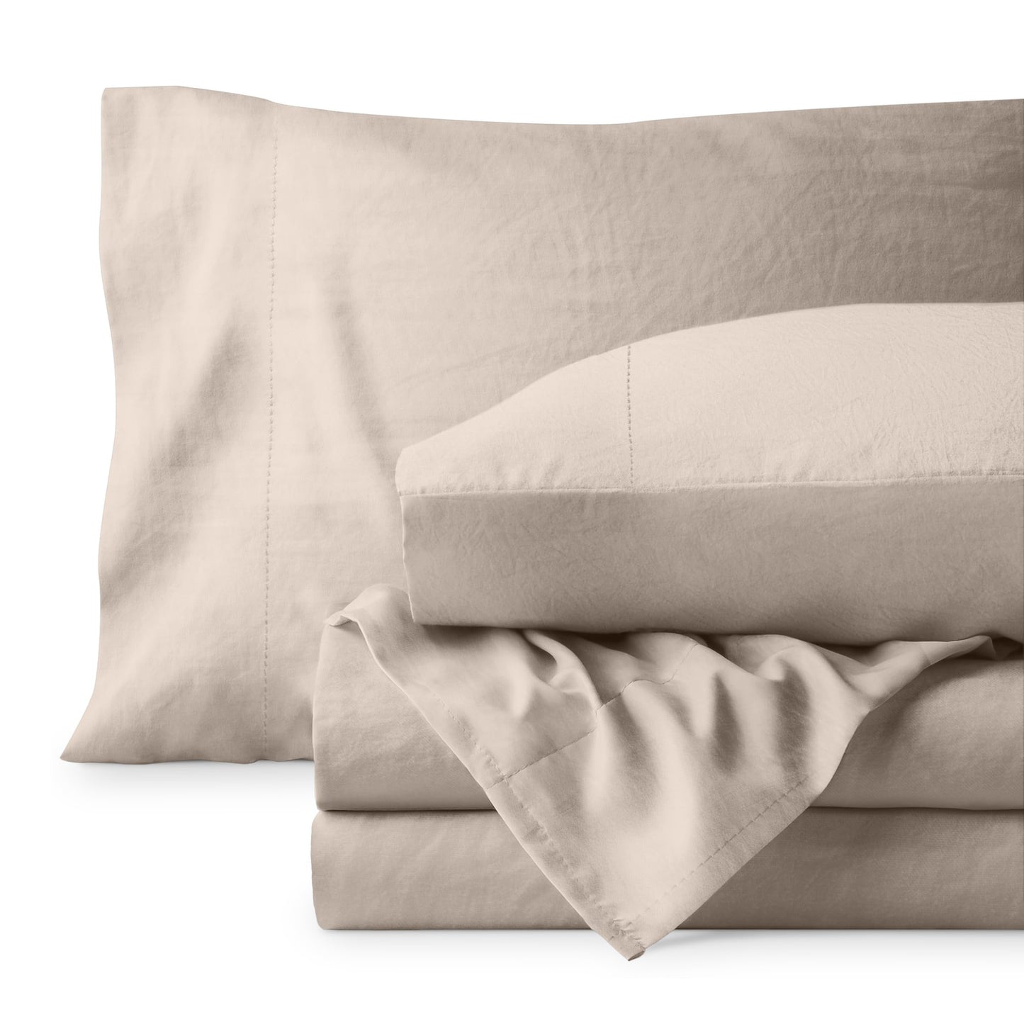 Bare Home Queen Sheet Set - Luxury 1800 Ultra-Soft Stonewashed Microfiber - Brushed - Deep Pockets - Easy Fit - Breathable Bedding - Sheet Sets & Pillowcases (Queen, Pebble Beach)