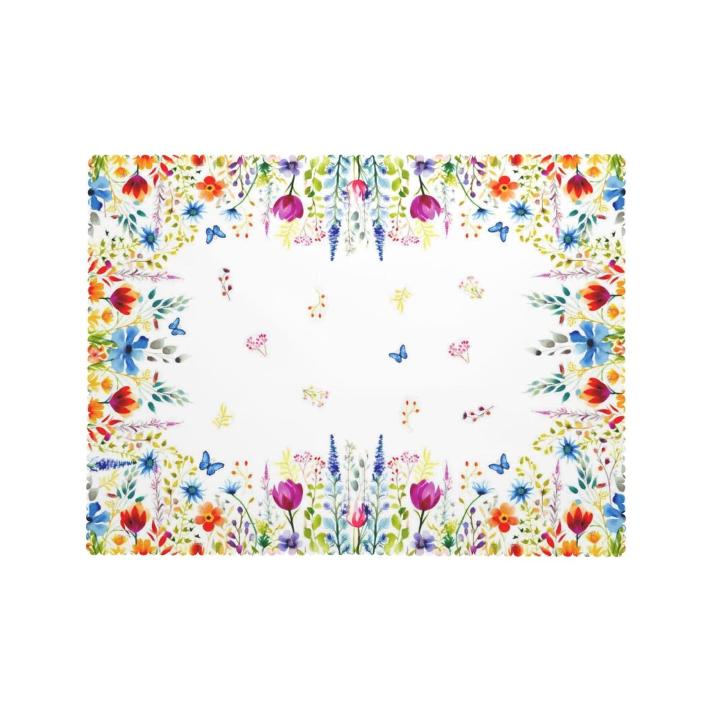 XUNNEECY Vibrant Colors Flowers Tablecloth 54x72 Inches, Floral Rectangular Polyester Table Cover with Wave Lace, Washable Dining Table Cloth for Kitchen, Party, Outdoor