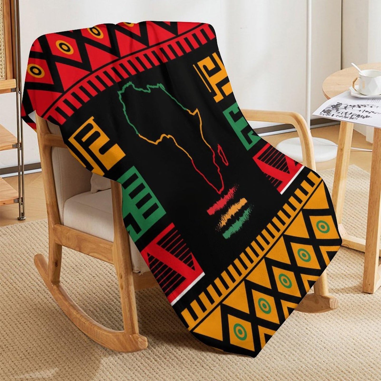 TKUYO African Throw Blanket, Map of Africa Black History Moth Traditional Tribal Ethnic Geometric Print Colorful Fuzzy Fannel Blankets for Sofa Bed Chair Couch Bedroom Living Room Gifts, 30"x40" Inch