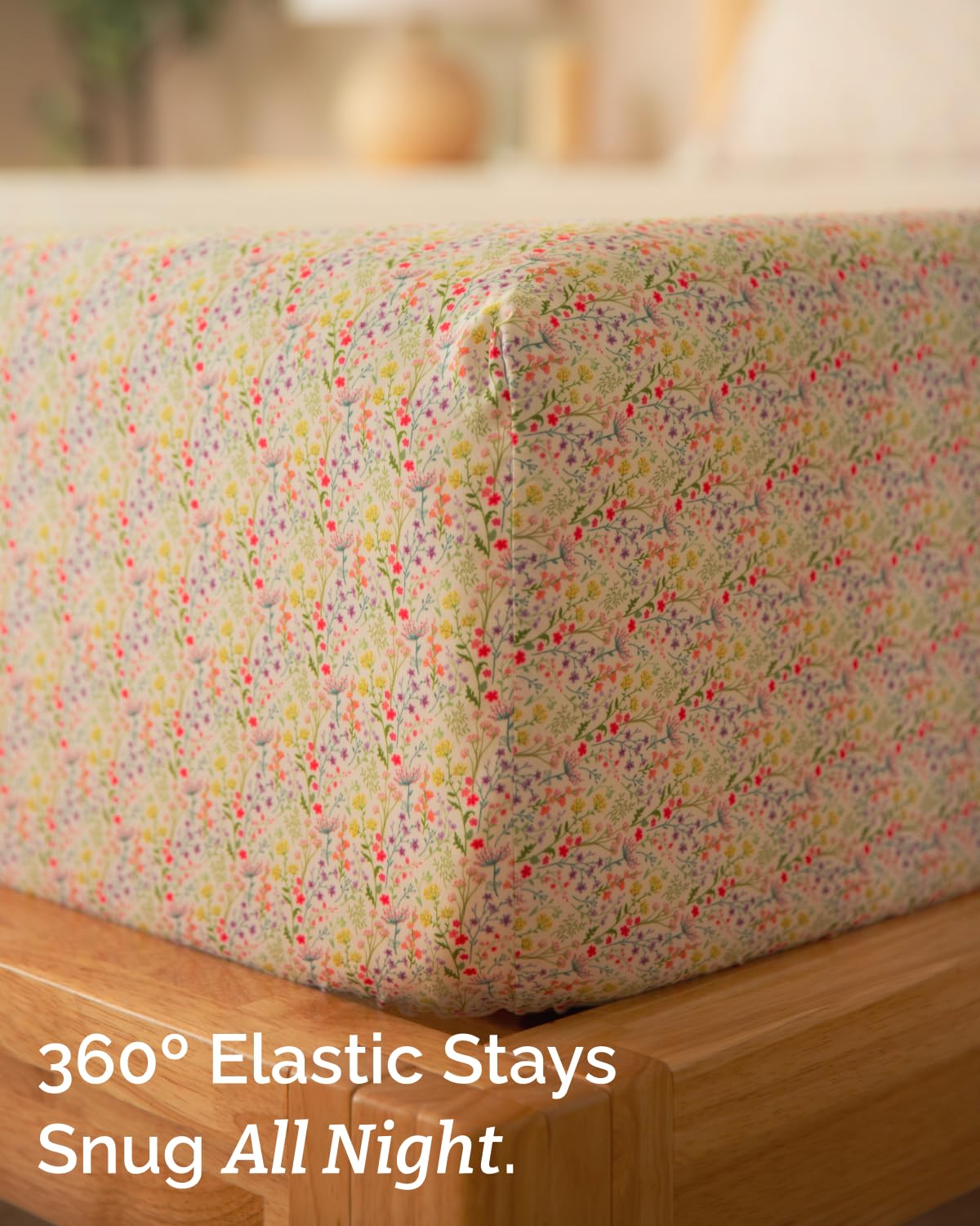 Floral Sheets - Flower Print Bed Sheet Set - 1 Flat, 1 Fitted & 2 Pillowcases w/ Deep Pockets - Comfy, Cozy, Wrinkle & Fade-Free - Boho Botanical Bedding - Soft, Breathable & Cooling - King Size Set