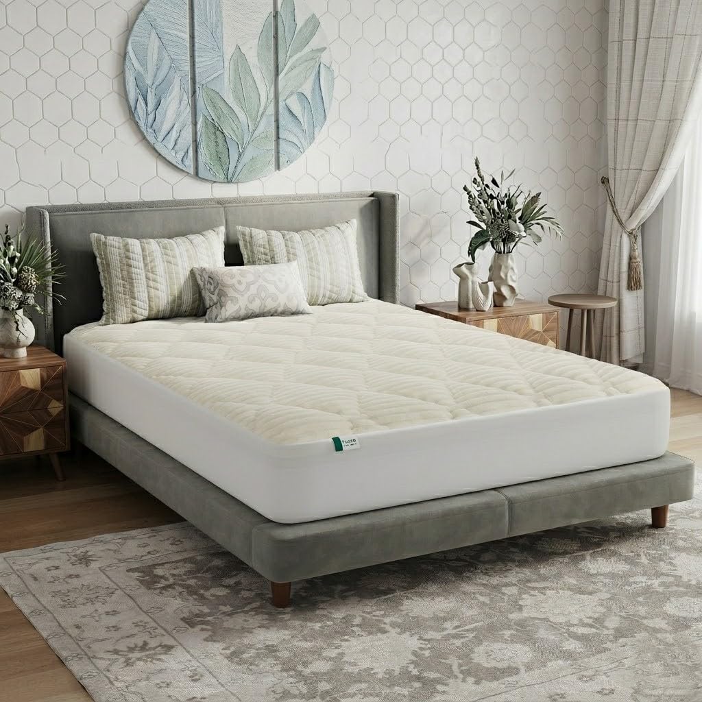 Novilla King Flannel Mattress Topper, Ultra Soft Faux Fur Mattress Pad with Deep Pocket, Quilted Thickened Warm Bed Topper for Winter, Fits 8-21" Mattress, Machine Washable, White