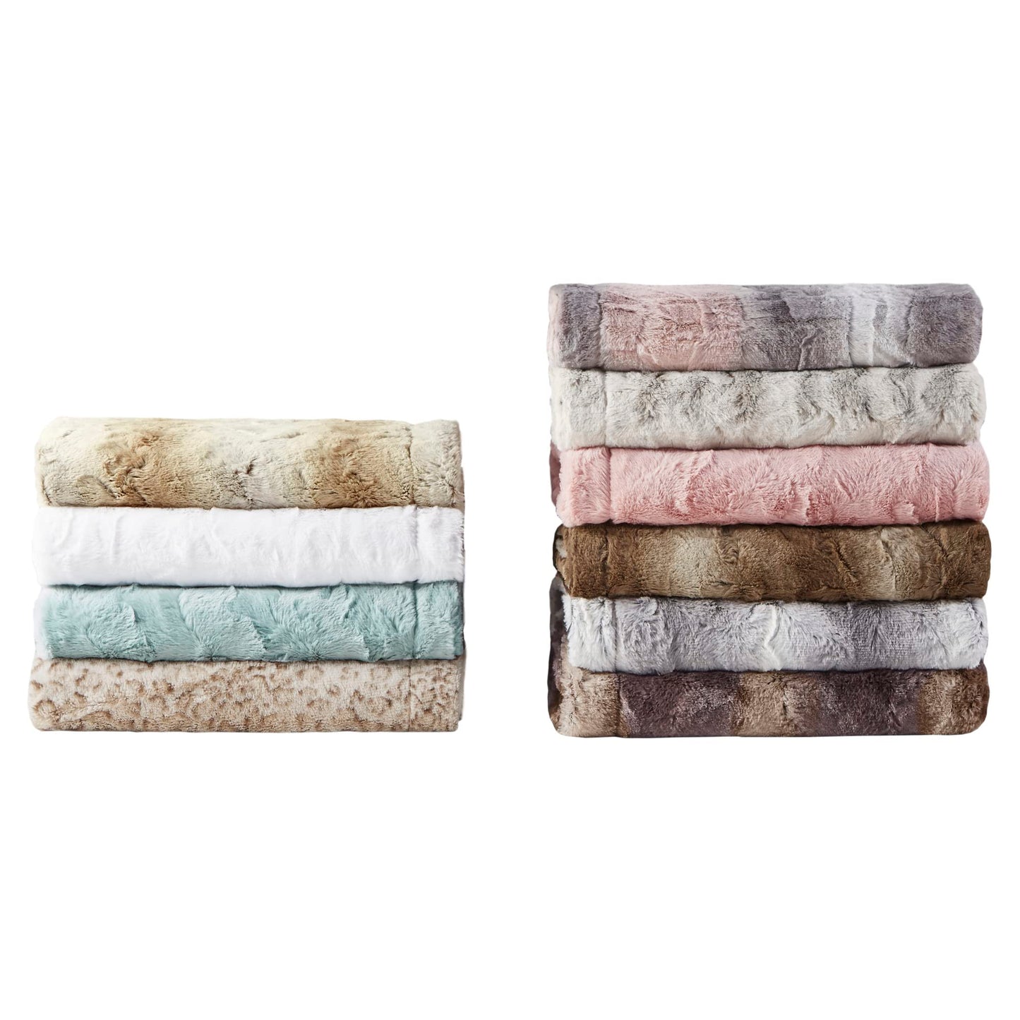 Madison Park Zuri Soft Plush Luxury Oversized Faux Fur Throw Animal Stripes Design, Faux Mink On The Reverse, Modern All Seasons Blanket for Bed, Sofa Couch, Office, Aqua, 60x70