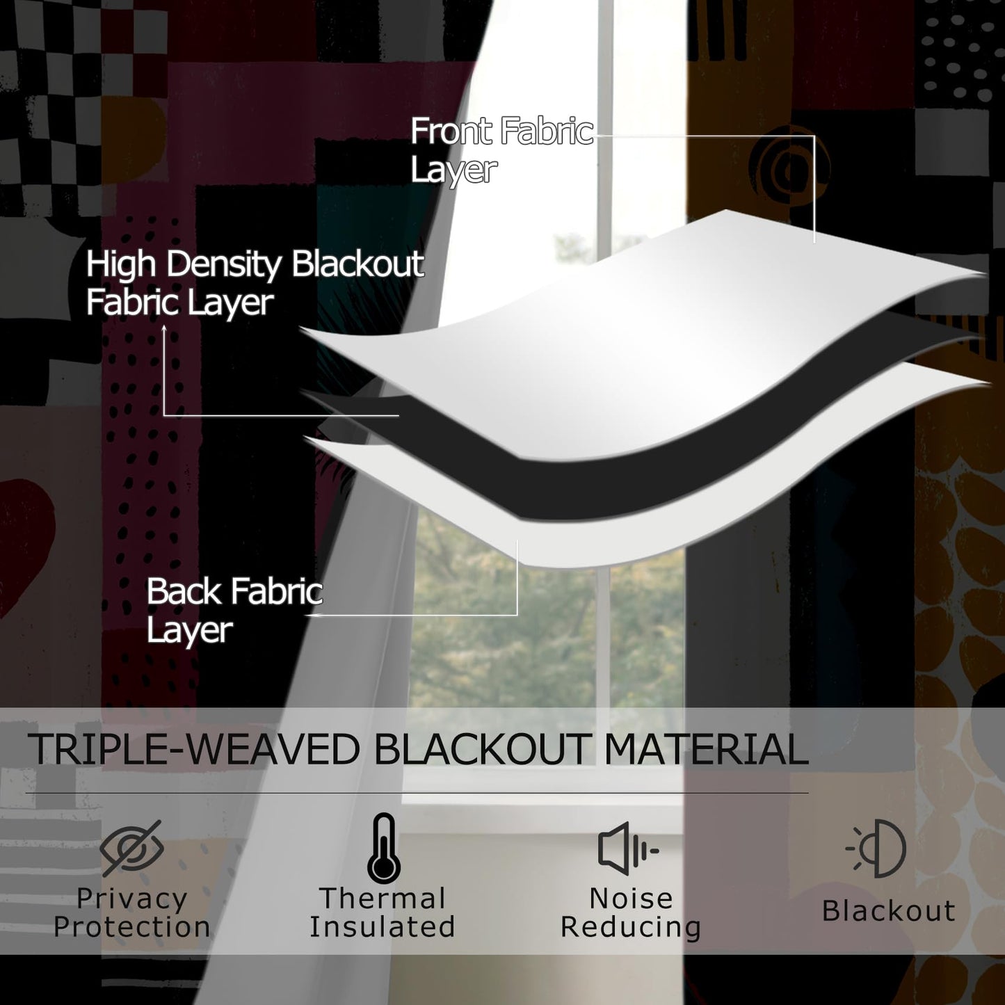 Solvivae 80s 90s Retro Blackout Curtains for Bedroom Living Room, Colorful Abstract Geometric Patterned Window Treatments, Room Darkening Thermal Insulated Grommet Drapes, 45 Inch Curtains 2 Panel Set