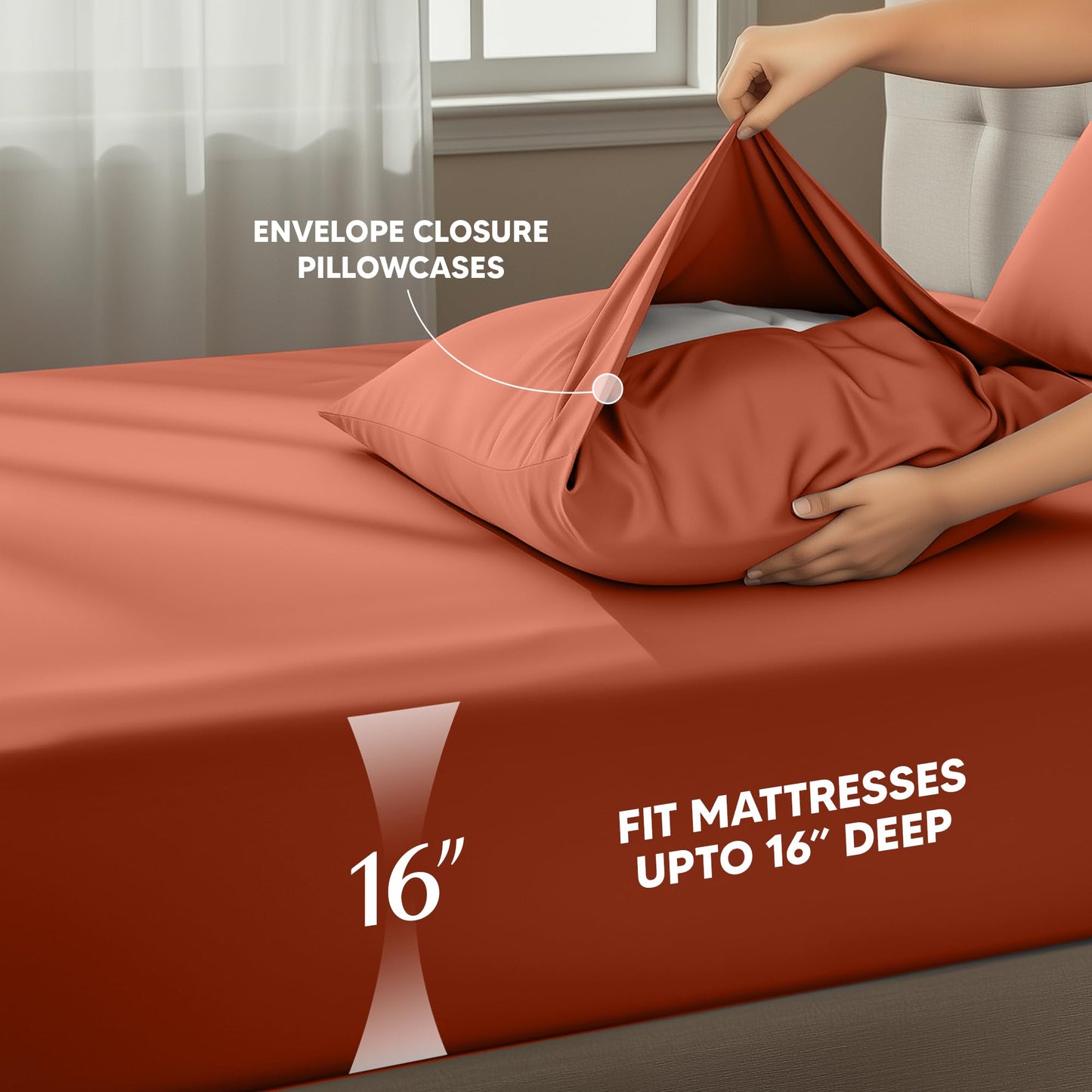 Utopia Bedding Queen Size Sheet Set – 4 Piece Bed Sheets, Soft and Breathable Microfiber, Includes 1 Fitted Sheet, 1 Flat Sheet and 2 Pillowcases – Oeko Tex (Orange)