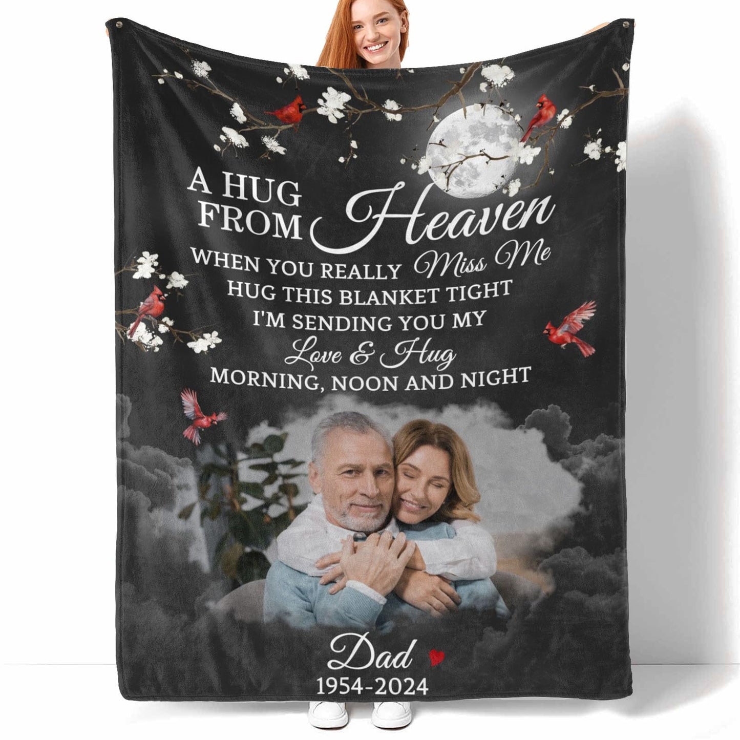 D-Story Custom Memorial Blanket with Photos in Loving Memory for Loved Ones Lost: Made in USA, Personalized Picture Sympathy Remembrance Grief Gift Funeral for Daughter Son Father Mother Brothers