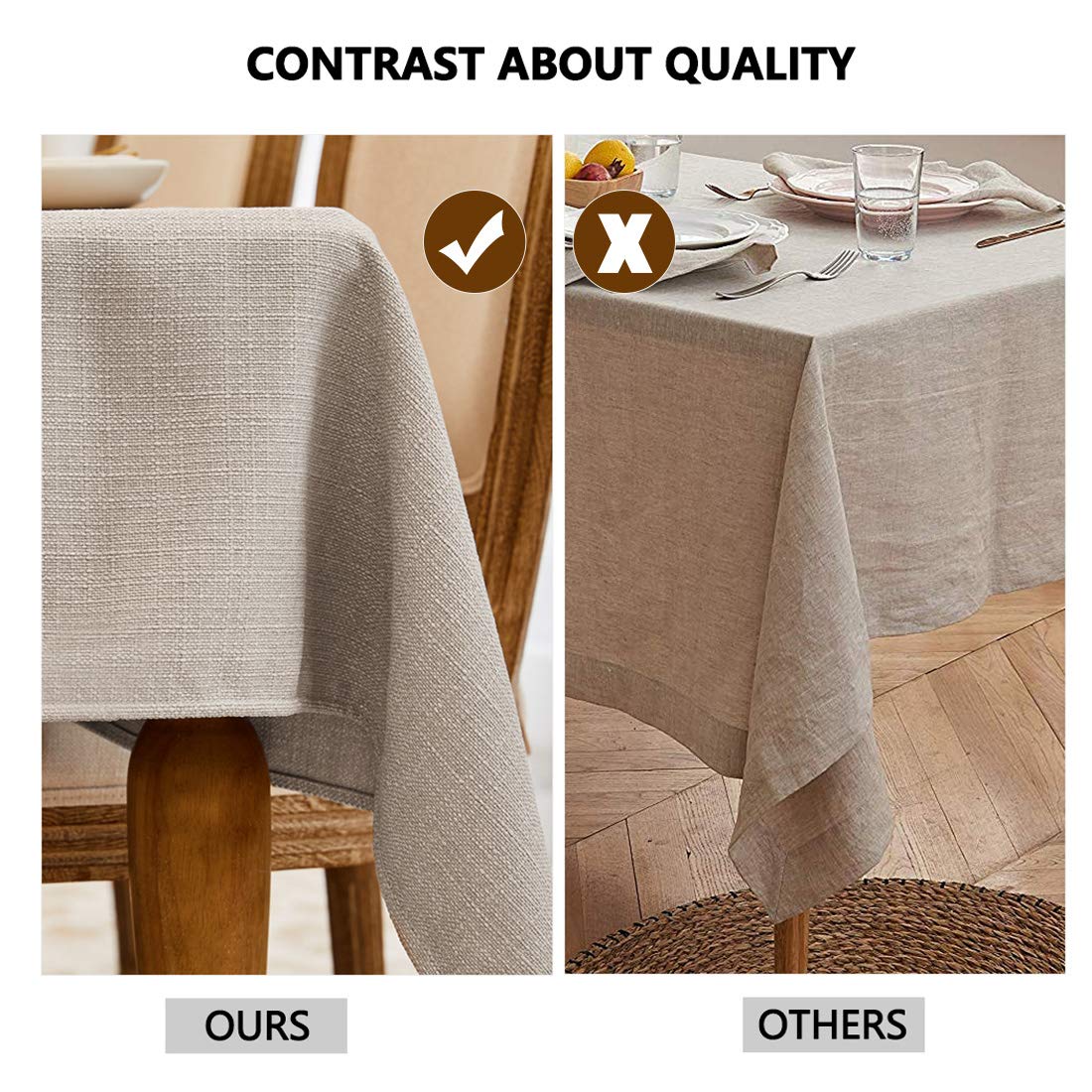 WAITER TREE Table Cloth Rectangle Table Cover 156x90 Inches Faux Linen Wrinkle Free Waterproof Beige Camping Graduation Rectangle Indoor Outdoor Tablecloth for Party