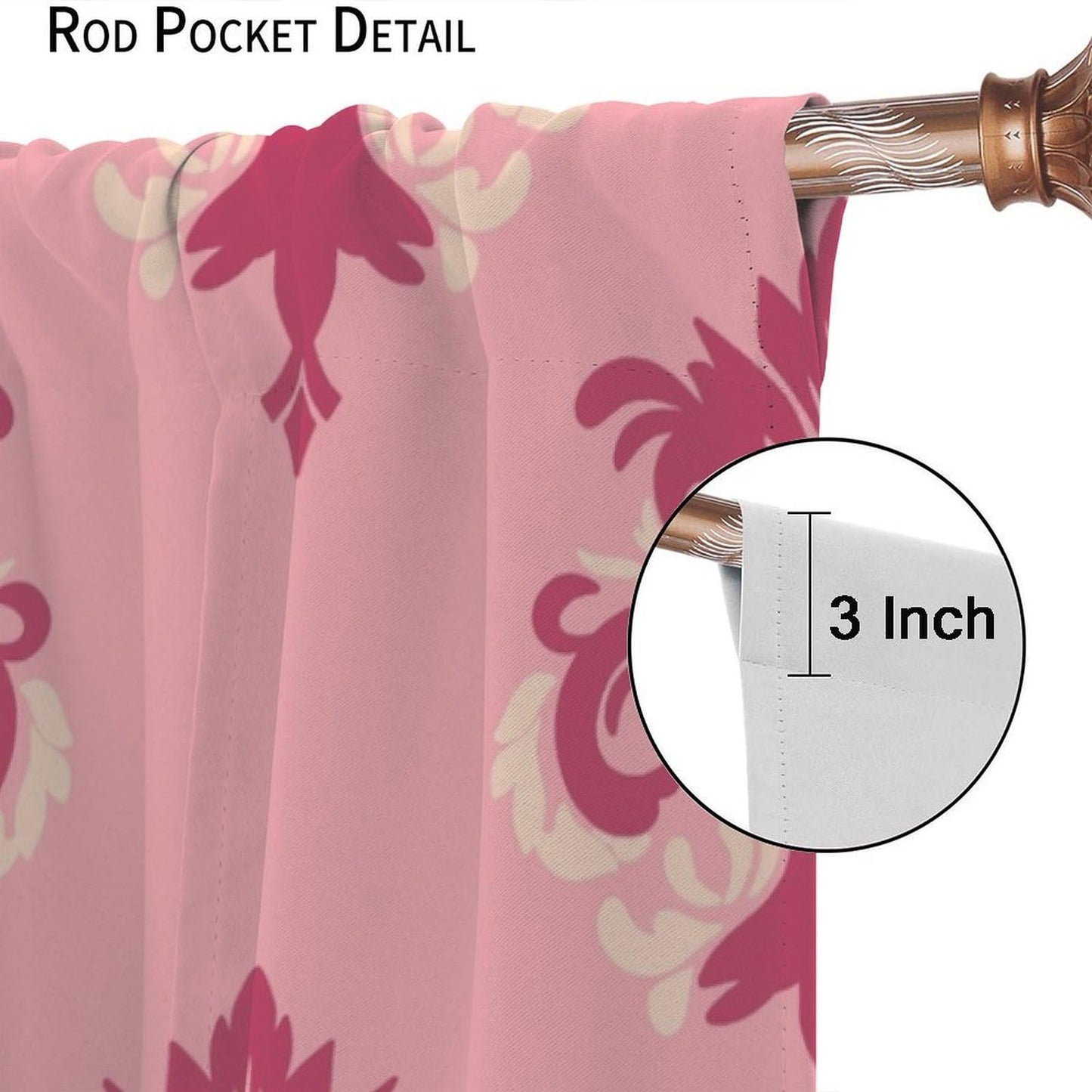 Nanacur Damask Curtains, Modern Damask Gothic Floral Leaves Country Farmhouse Window Drapes, for Living Room Bedroom 42" W X 45" L (Decorative)