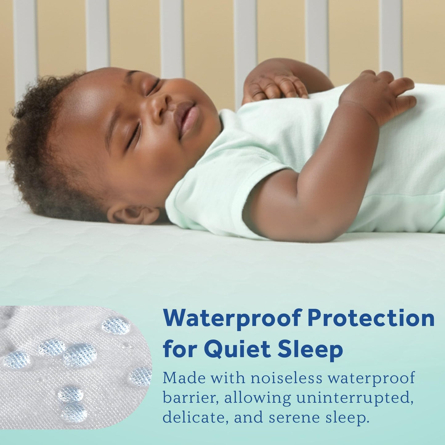 Sealy Baby Crib Mattress Protector - Stain Protection Waterproof Pad, Noiseless Fitted Sheet Cover with Quilted Cotton-Blend Top for Comfort – Machine Washable and Easy Clean, 52x28