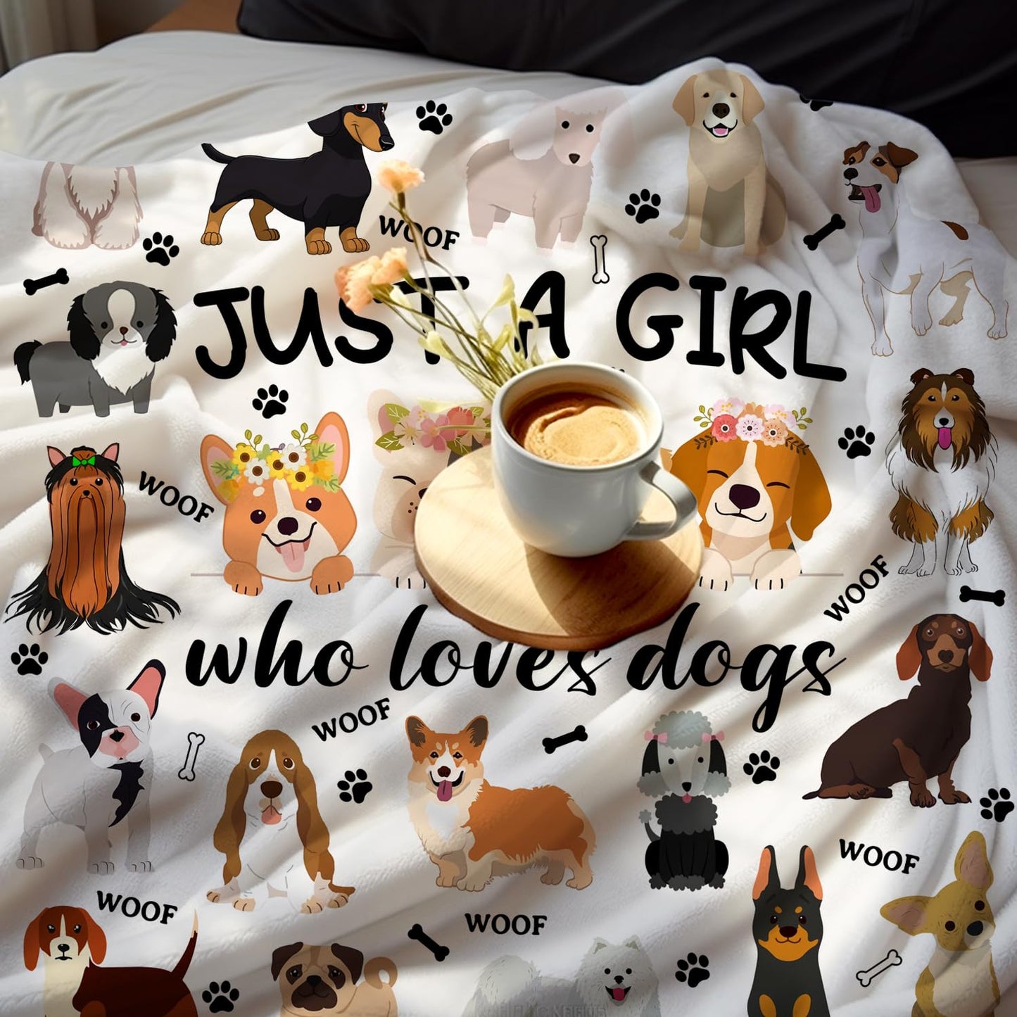 Cute Dog Blanket Bedding Soft Cozy Flannel Throw Blankets for Dog Lovers Funny Pet Puppy Plush Gifts for Kids Adults 50"x40"