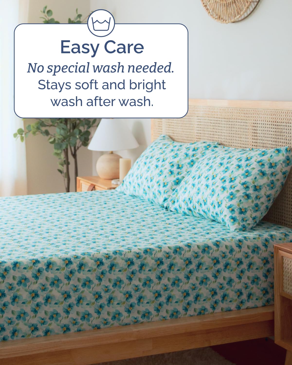 Floral Sheets - Flower Print Bed Sheet Set - 1 Flat, 1 Fitted & 2 Pillowcases w/ Deep Pockets - Comfy, Cozy, Wrinkle & Fade Free - Boho Botanical Bedding - Soft, Breathable & Cooling - Queen Size Set