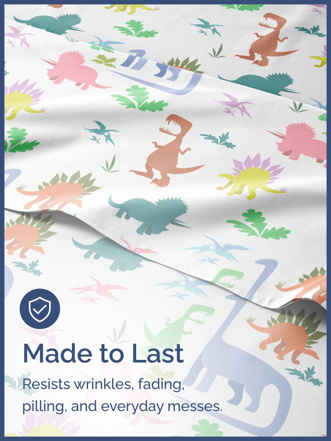 Kids Twin Size Bed Sheet Set - 3 Piece Kids Loft Bed Sheets - Boys Dinosaur Themed Bedding - Soft, Cute & Cozy - Breathable & Machine Washable - Colorful Dino Bed Set for Boys, Girls, Teens & Toddlers