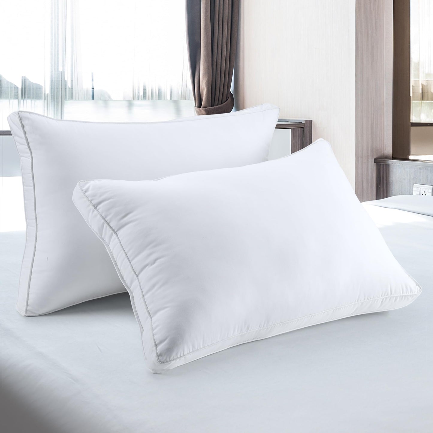 Utopia Bedding Down Alternative Bed Pillows for Sleeping Queen Size (White), Set of 2, Soft & Fluffy Pillow with Cooling, Hotel Quality, Gusseted Pillow for Back, Stomach or Side Sleepers