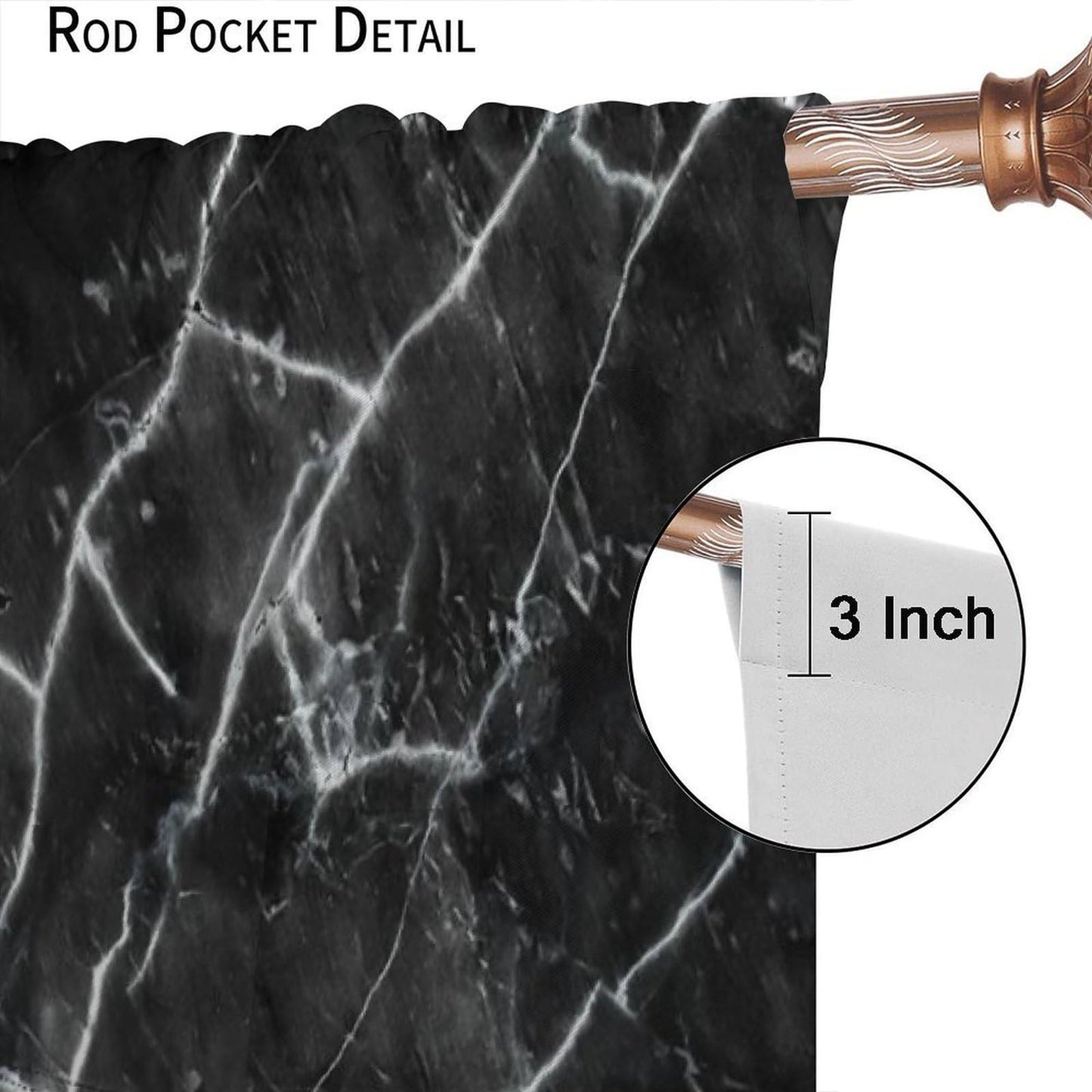 Djaby Marble Curtains, Abstract Modern Natural Black Grey Marble Window Treatments for Bedroom Living Kitchen Home 42" W X 45" L(No Blackout)