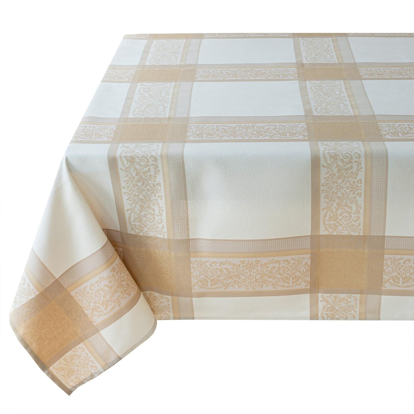 Benson Mills Heavyweight Jacquard Fabric Table Cloth with Gold Metallic Accents, Décor for Everyday, Parties, Holiday, Thanksgiving, and Christmas Tablecloth (Grandeur Glow, 60" x 104" Rectangular)