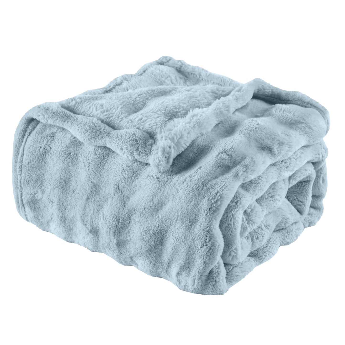 Light Blue Fur Throw Blanket for Couch, Soft Fluffy Bubble Blanket for Bed Sofa, Thick Warm Plush Fuzzy Rabbit Fur Blanket for Neutral Home Decor, 50"X 60"