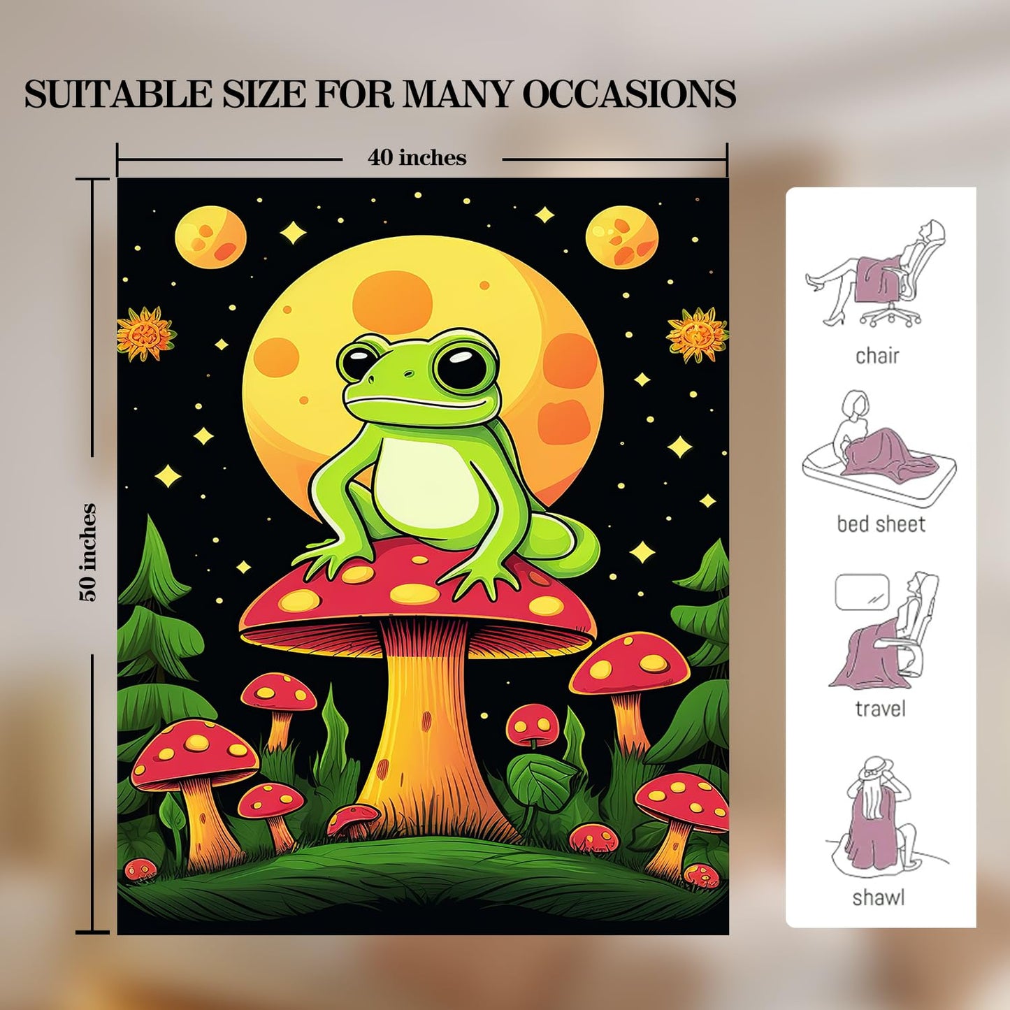 Frog Blanket Frog Fleece Throw Blanket Super Soft Fuzzy Plush Cozy Warm Frogs Decor Bedding Blankets Gift for Boys Girls Men Women Kids & Adult 50"X40"