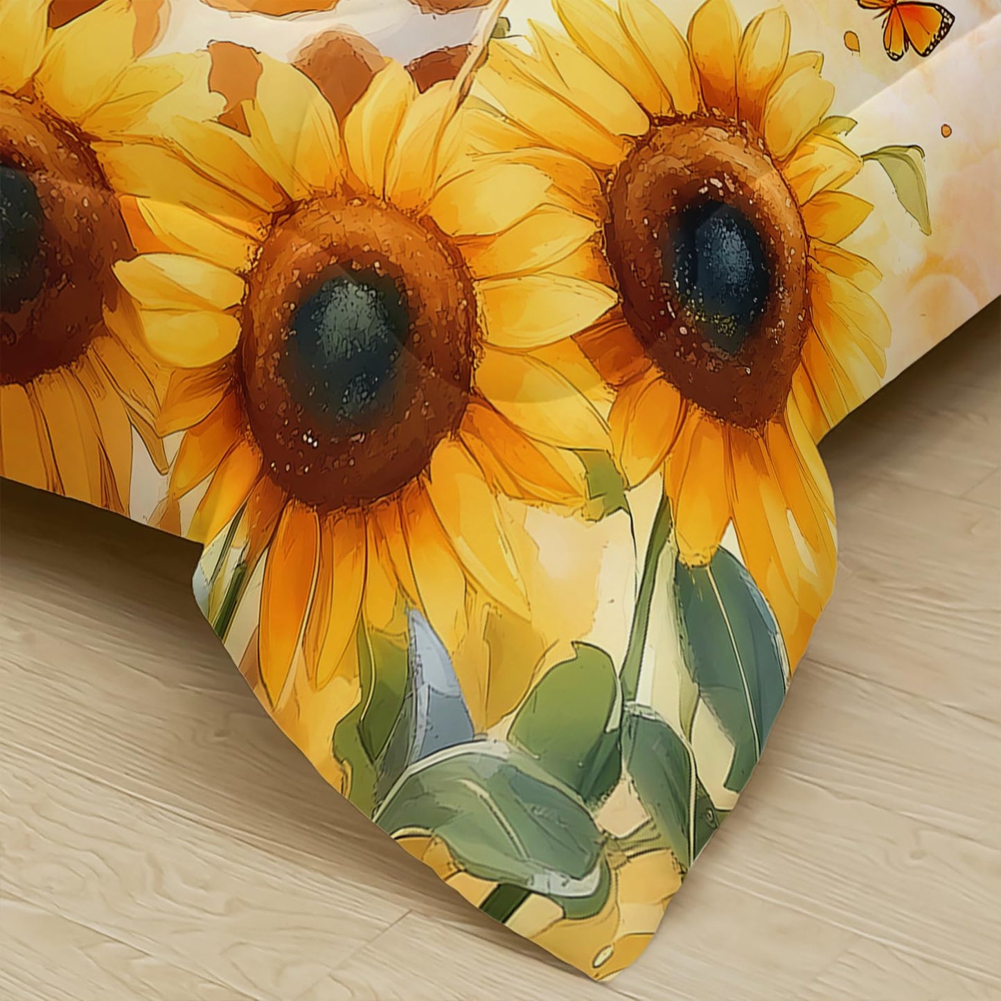 lneffble Sunflower Giraffe Comforter Set Twin Size for Girls,Yellow Giraffe Bedding Set,Flower Butterfly Print Animals Bedding Set,Wildlife Quilt Set,Leopard Pattern Bed Comforter Set