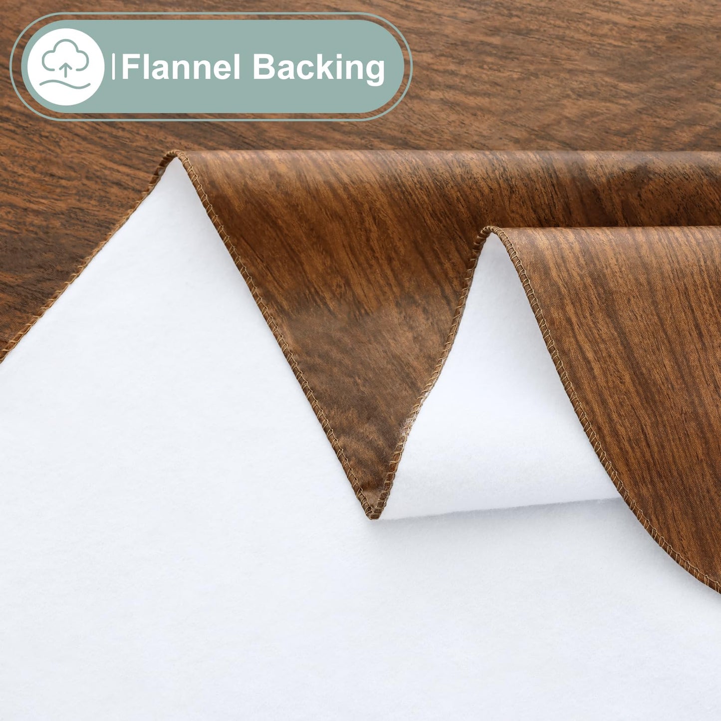 misaya Rectangle Waterproof Vinyl Table Cloth, Wipeable Tablecloth with Flannel Backing, Wooden Grain Plastic Table Cover for Dinner, Indoor and Outdoor (Oak, 52" x 70")