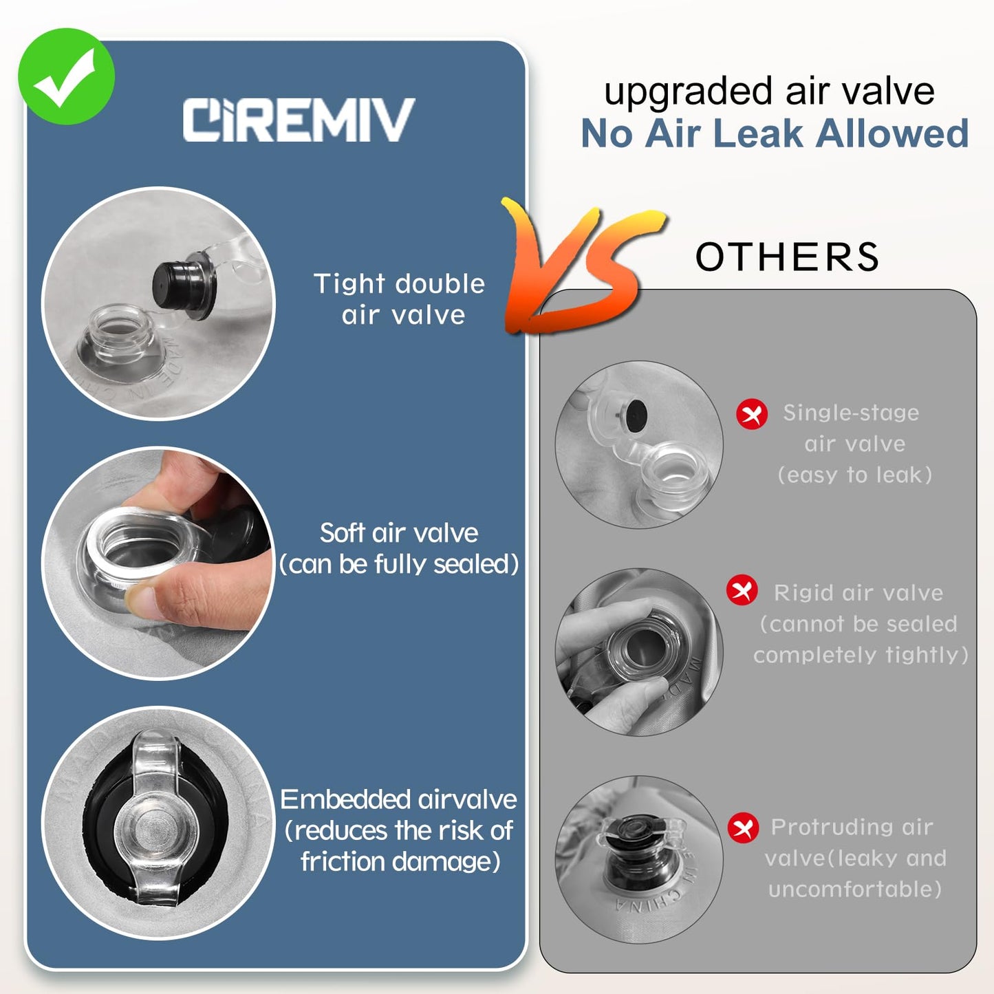 Ciremiv SUV Air Mattress, Double-Sided Thick Flocked Car Air Mattress with Built-in Pump & Pillow, Complete Sleeping Accessories for Auto Camping & Road Trips（Dark Coffee）