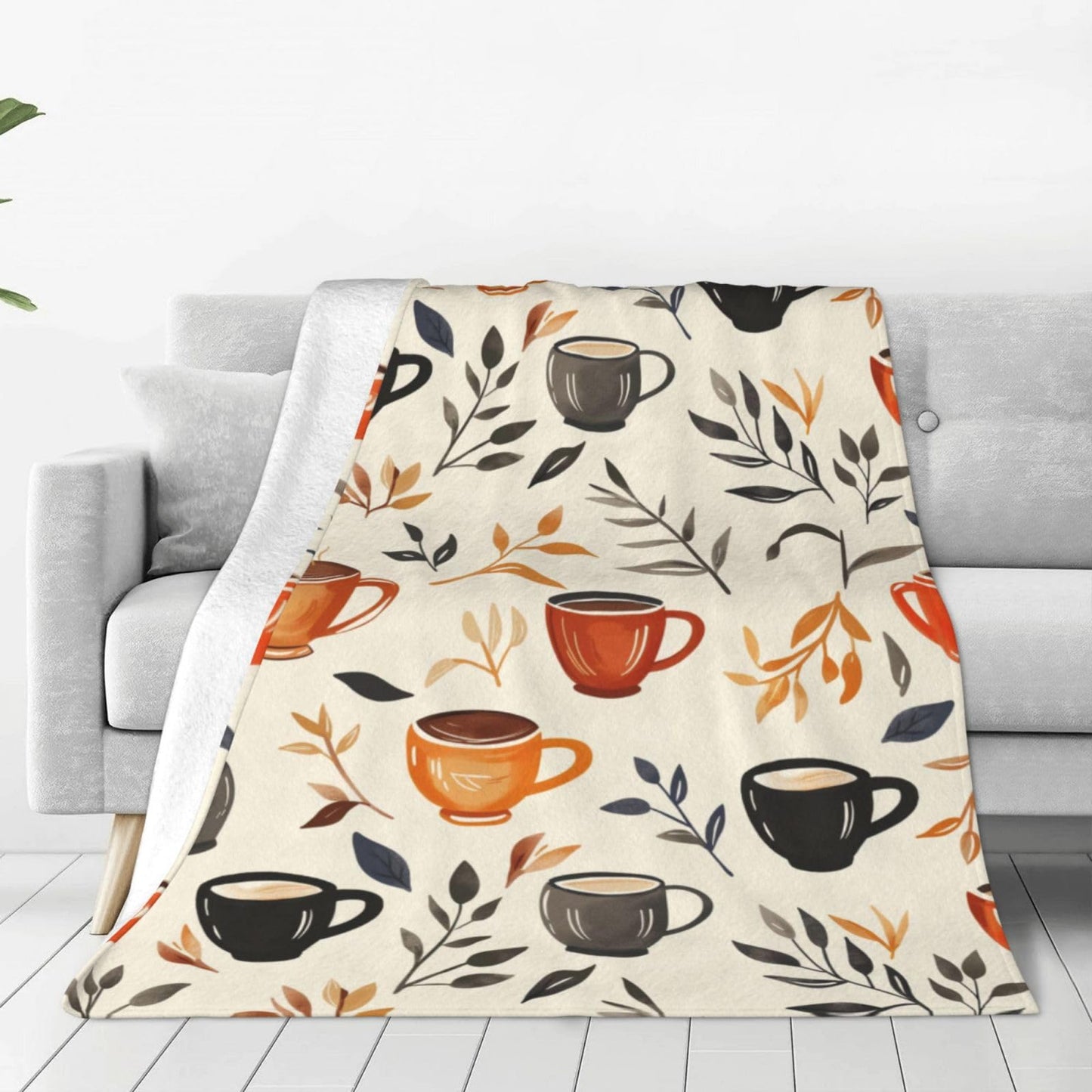 Turamurra Coffee Blanket Gifts for Adults Women Men Coffee Lovers Soft Warm Lightweight Cozy Coffee Throw Blankets for Bed Sofa Living Room Couch Home Decor 50"x60"