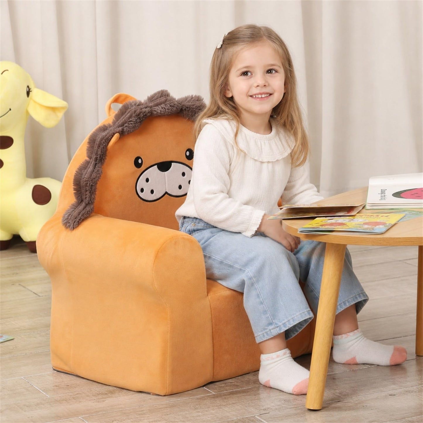 MOMCAYWEX Cuddly Toddler First Chair, Premium Character Chair, Yellow, 18 Month up to 3 Years