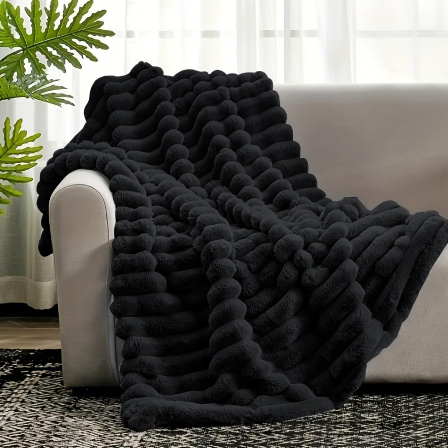 KINET Dark Gray Throw blanketsuitable for use as a Throw, Bed Cover, Sofa Blanket, or Camping Blanket, Perfect for the Office, Sofa, Bed, or Outdoor Camping (1, Black, Full(80inx90in))