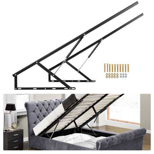 BEAMNOVA 4.6 FT Bed Lift Mechanism, 176-264 lbs Load Capacity, Lifting Gas Spring Set, Heavy Duty, for Storage Box Bed Sofa, Space Saving DIY Project