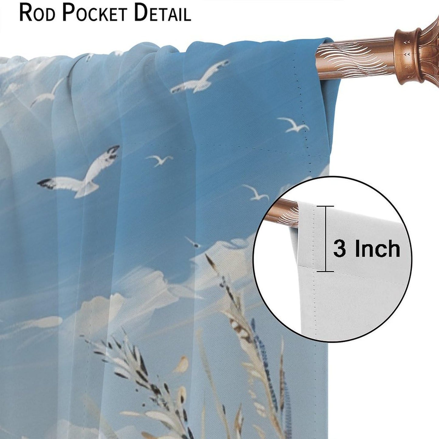 TOWINSFB Nautical Boat Lighthouse Blackout Curtains for Bedroom Living Room, Bird Beach Coast Nature Landscape Thermal Insulated Room Darkening Curtain- 2 Panels 45" L x 42" W