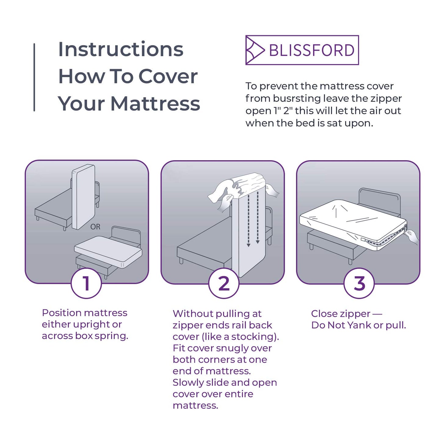 BLISSFORD Plastic Mattress Protector Zippered Queen, Waterproof Vinyl Mattress Cover, Heavy Duty Noiseless Mattress Encasement